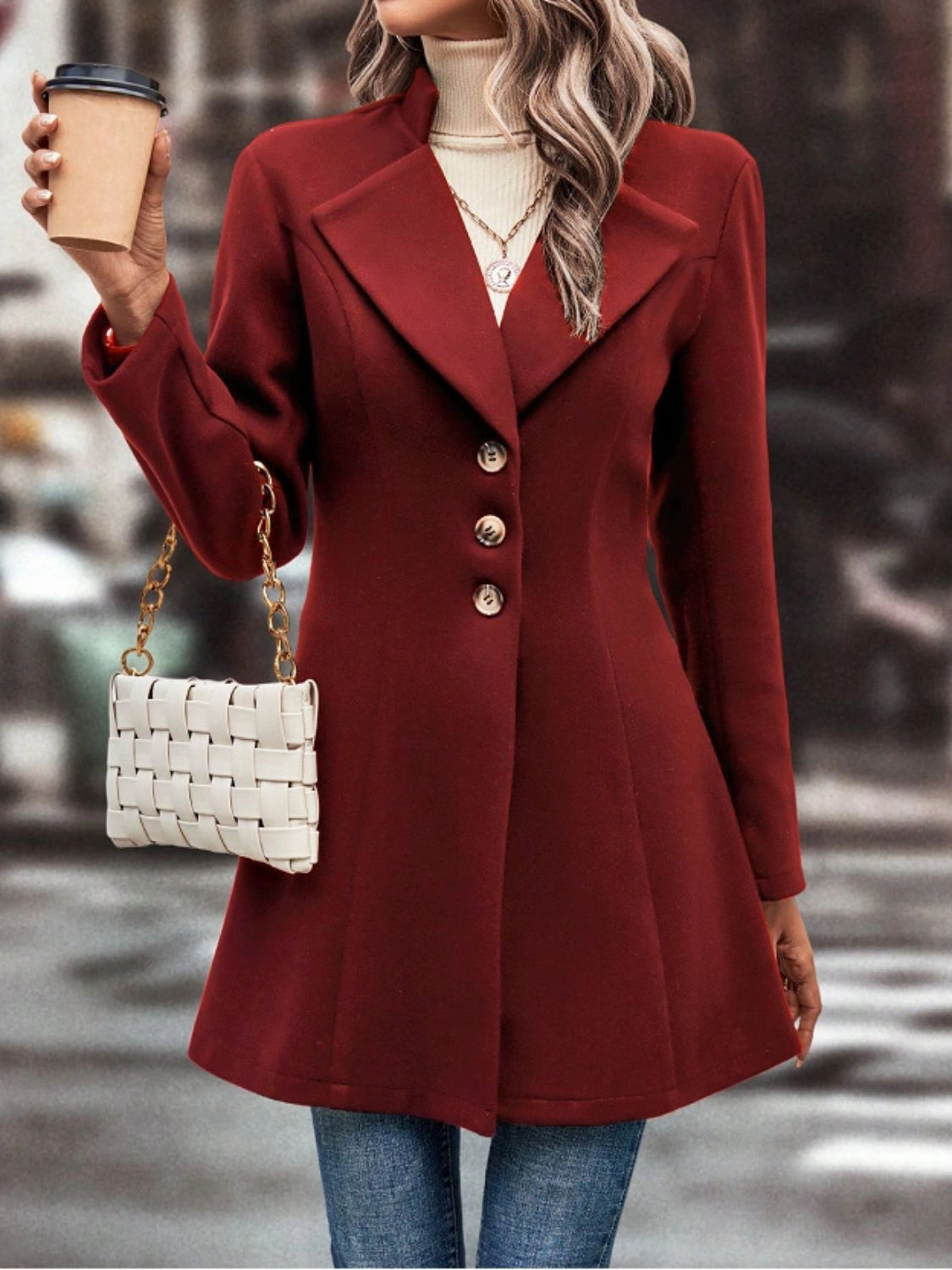 Collared Neck Button Up Long Sleeve Coat Clearance Sale Now Grab It Before Gone