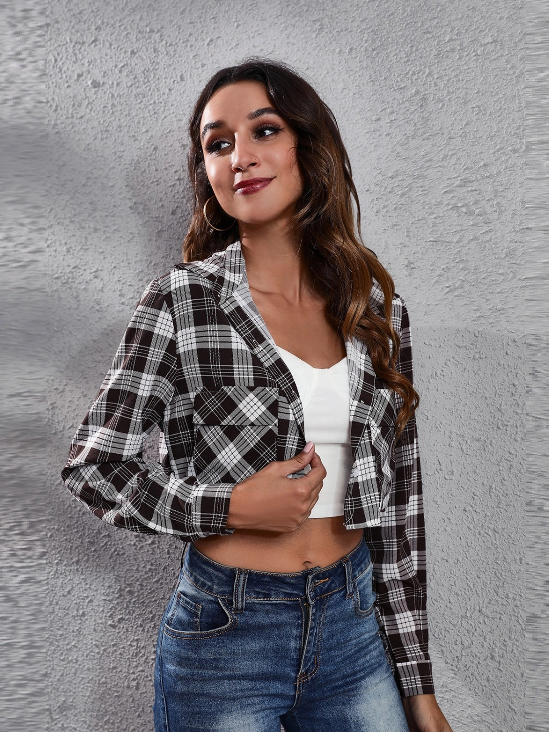 Collared Neck Decorative Pockets Jacket Biggest Savings Now Weekend Specials