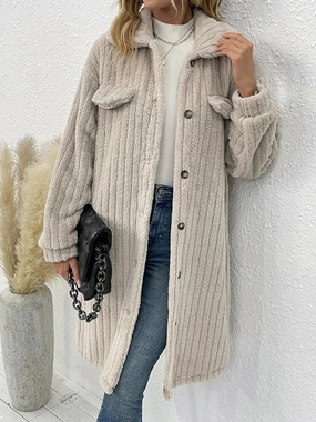 Collared Neck Drop Shoulder Coat Trending Deals Today