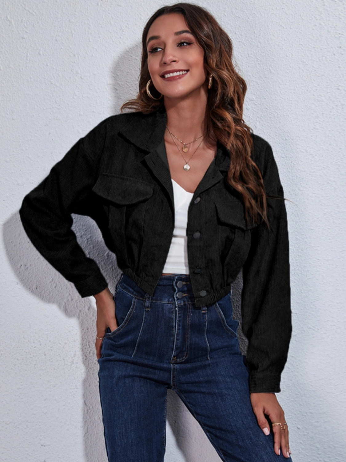 Collared Neck Dropped Shoulder Buttoned Jacket Unmissable Deal Today Daily Hot Deal