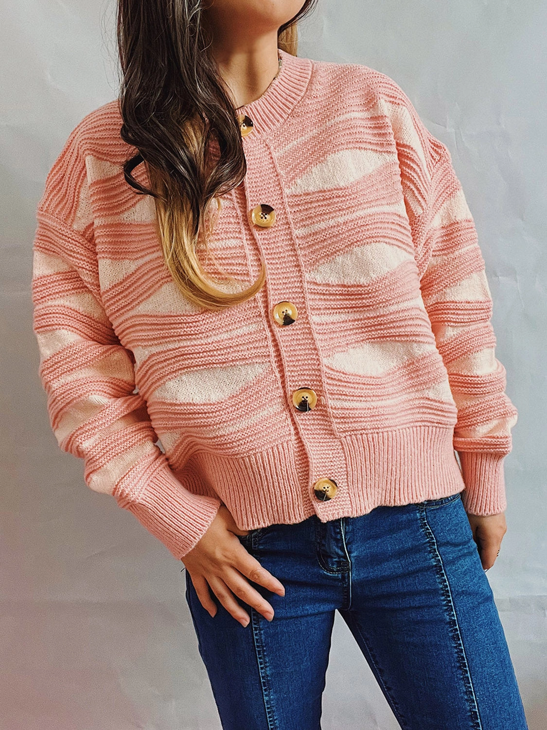 Color Block Button Front Cardigan Hot Pick Online Dont Miss This Offer