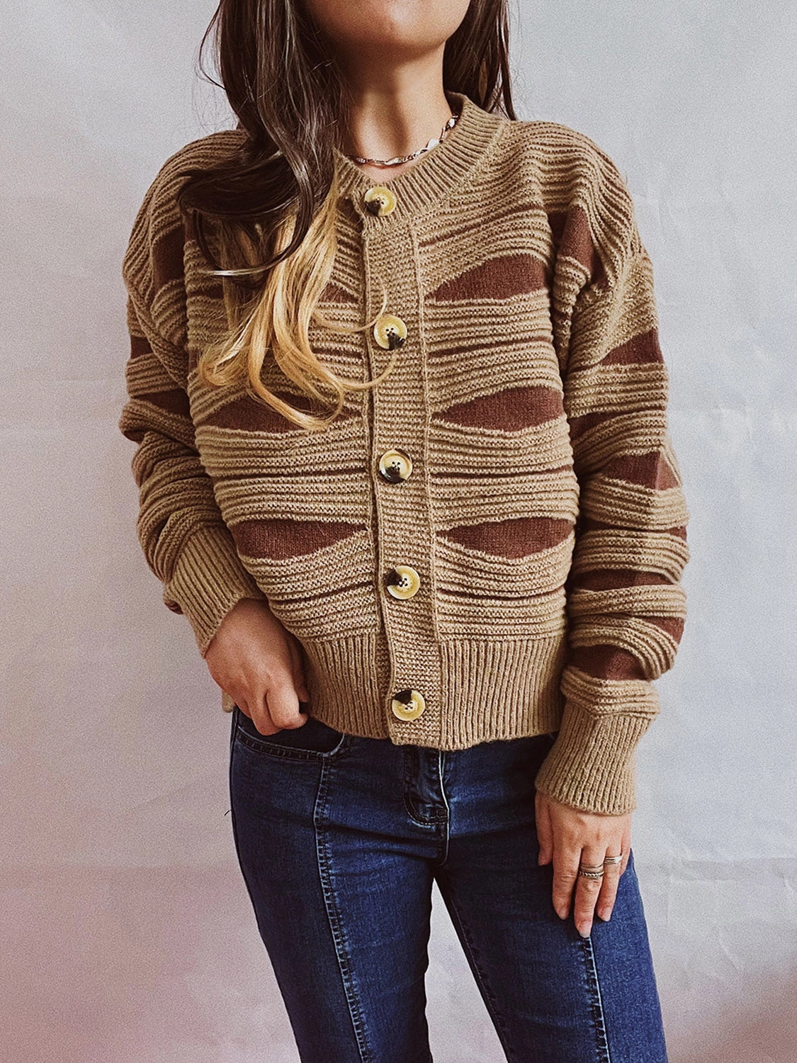 Big Clearance Event Flash Pick Today Color Block Button Front Cardigan