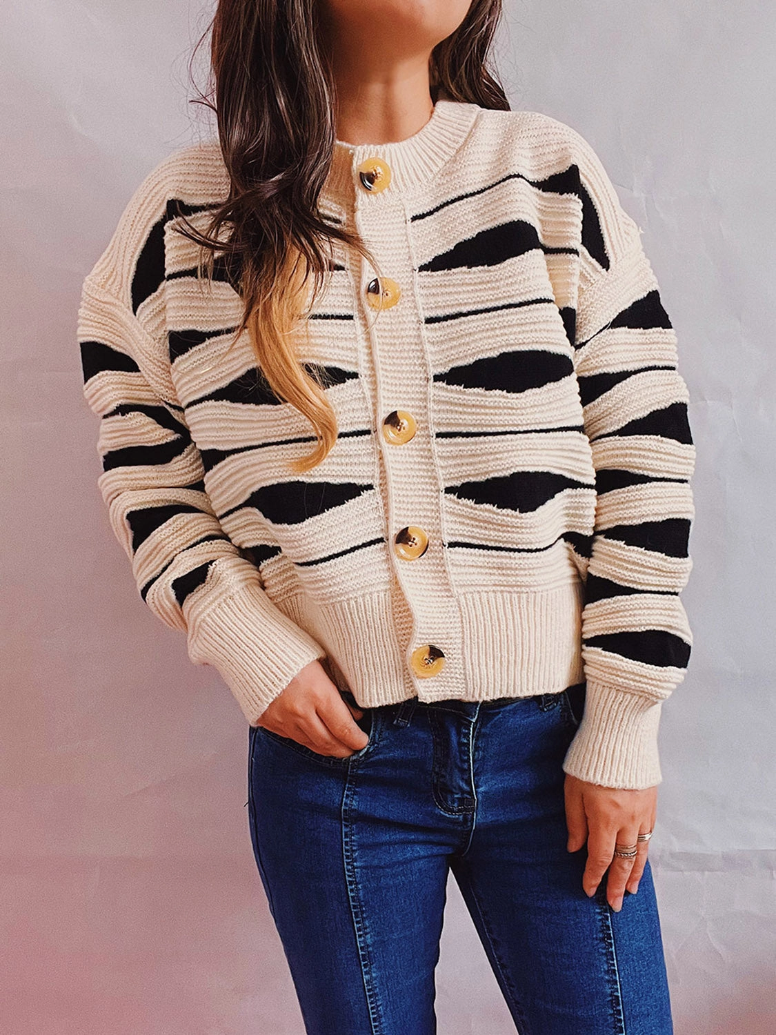 Color Block Button Front Cardigan Hot Sale Alert