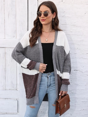 Daily Hot Deal Color Block Open Front Cardigan