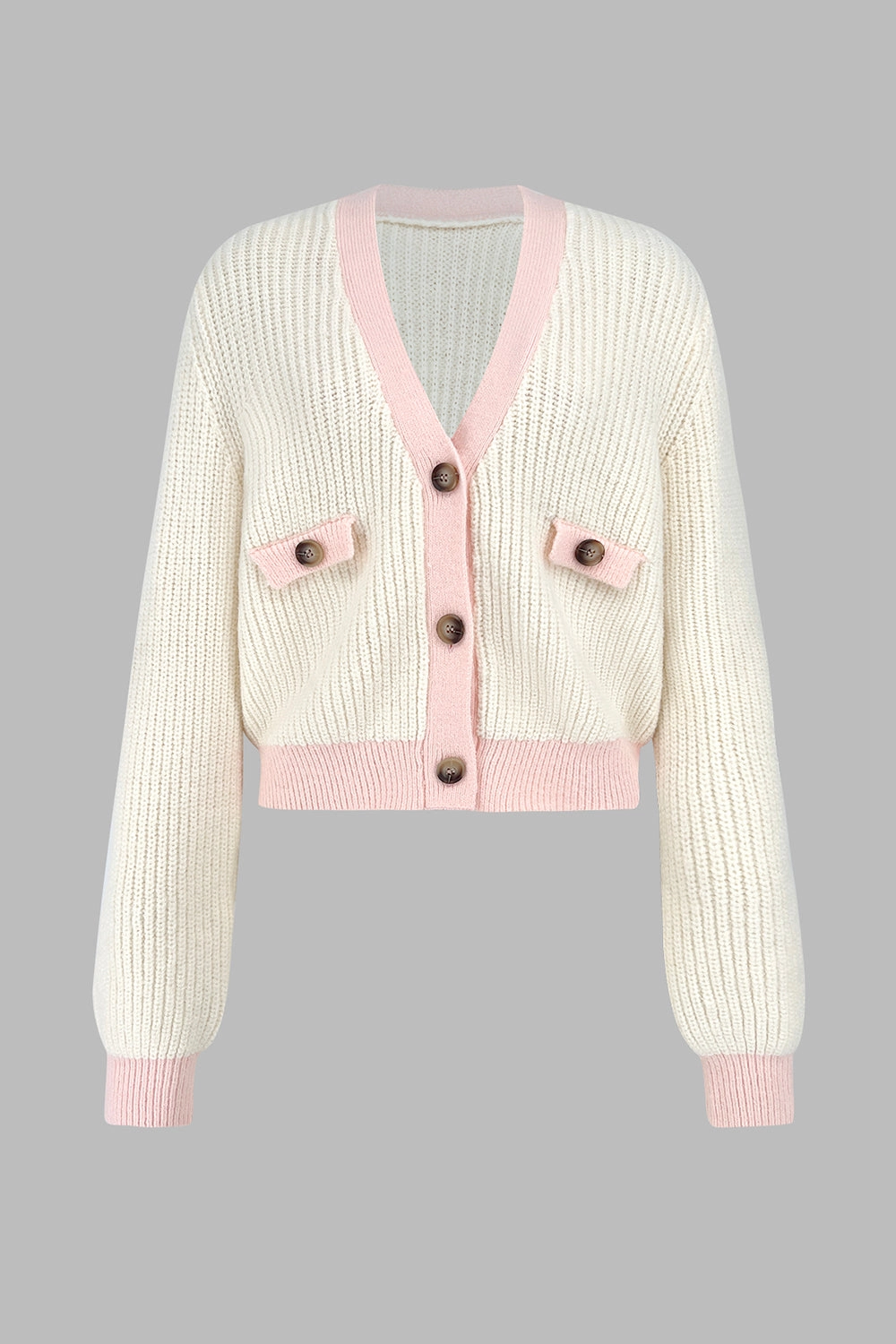 Contrast Trim Button Up Dropped Shoulder Cardigan Shop the Best Deals Special Offer Inside