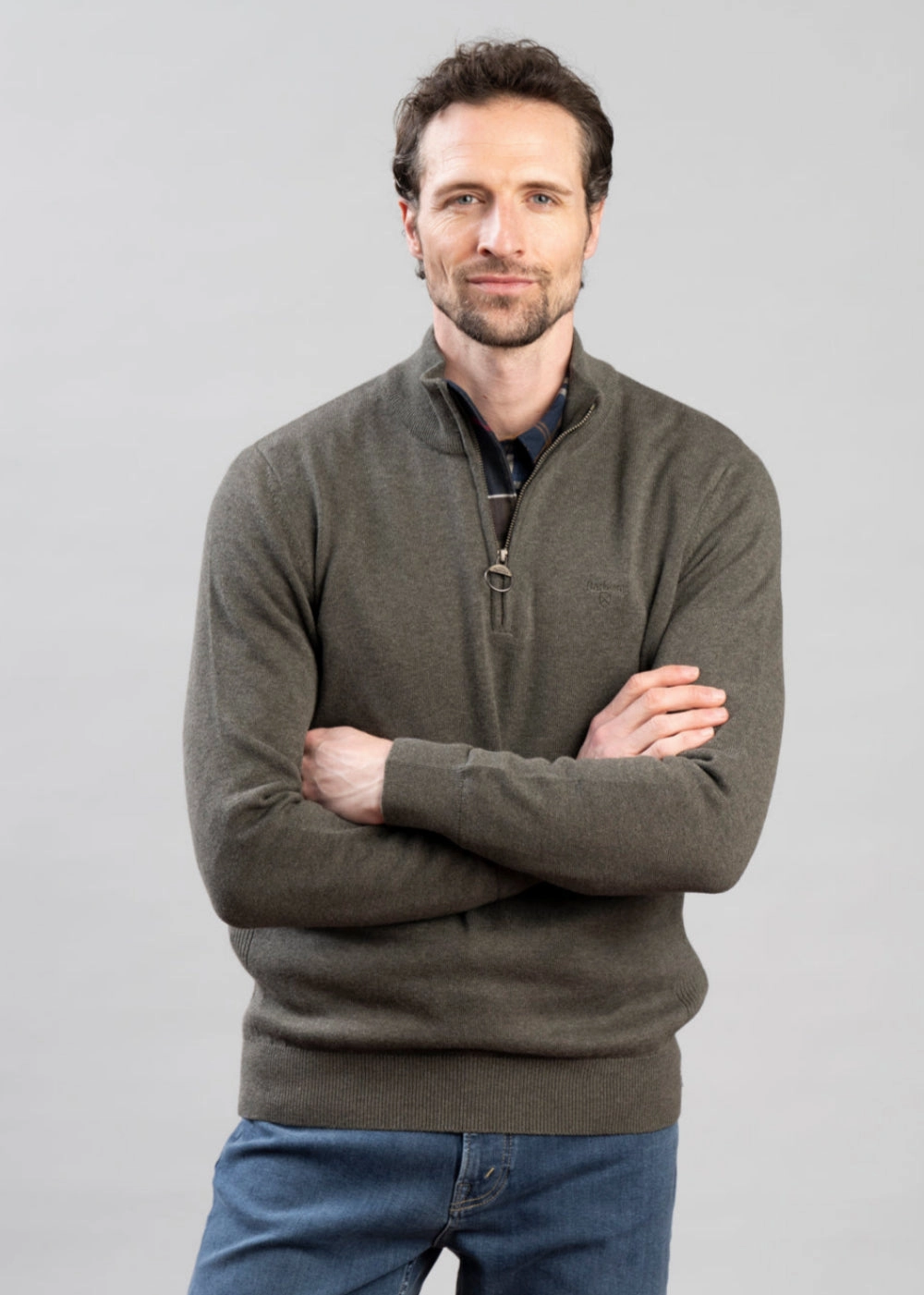 Cotton Half Zip Knitted Jumper Limited Stock Alert Hot Savings Alert