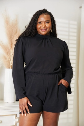 Grab Your Savings Culture Code Full Size Open Back Romper With Pockets