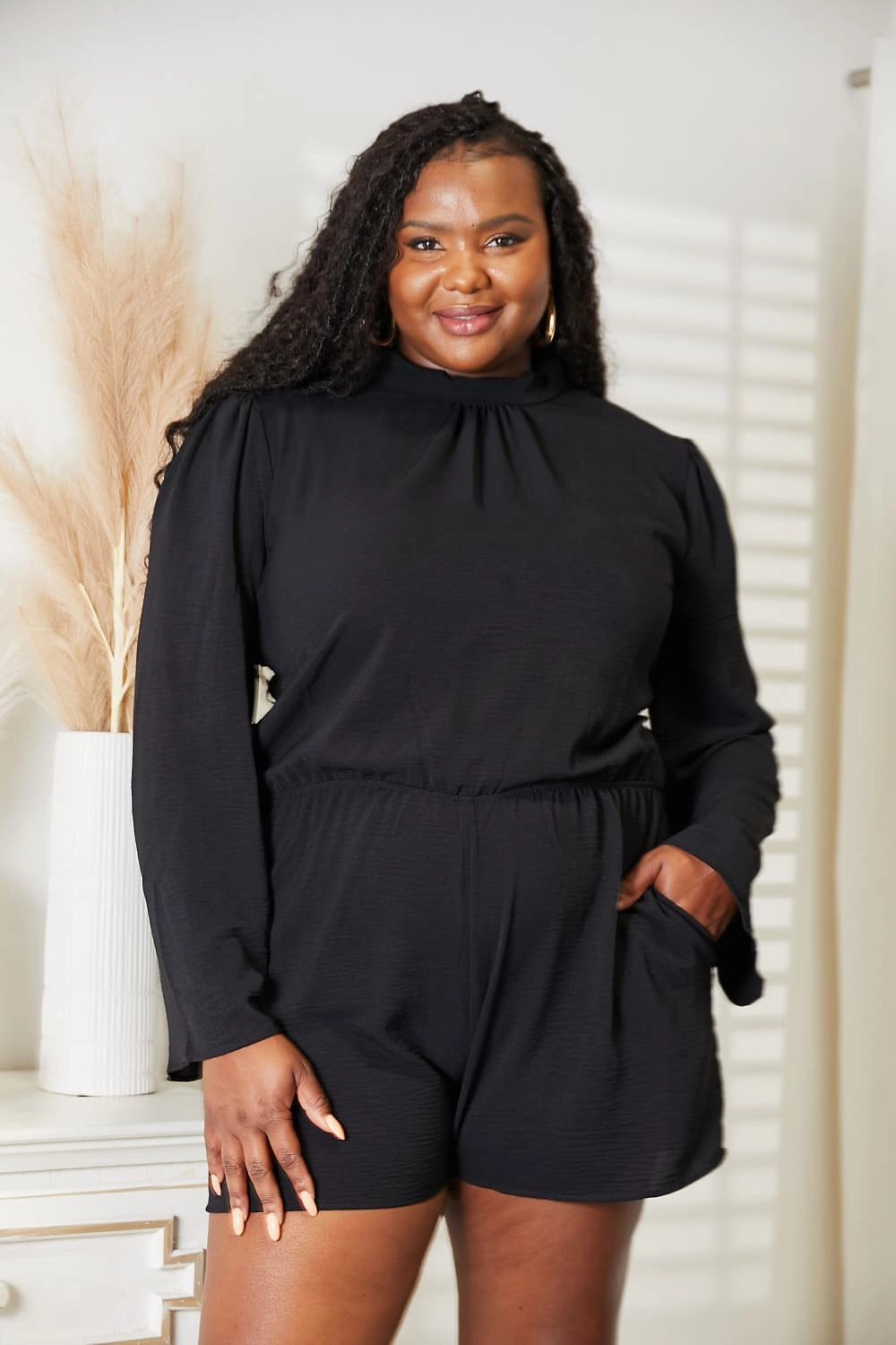 Culture Code Full Size Open Back Romper With Pockets Trending Hot Deal
