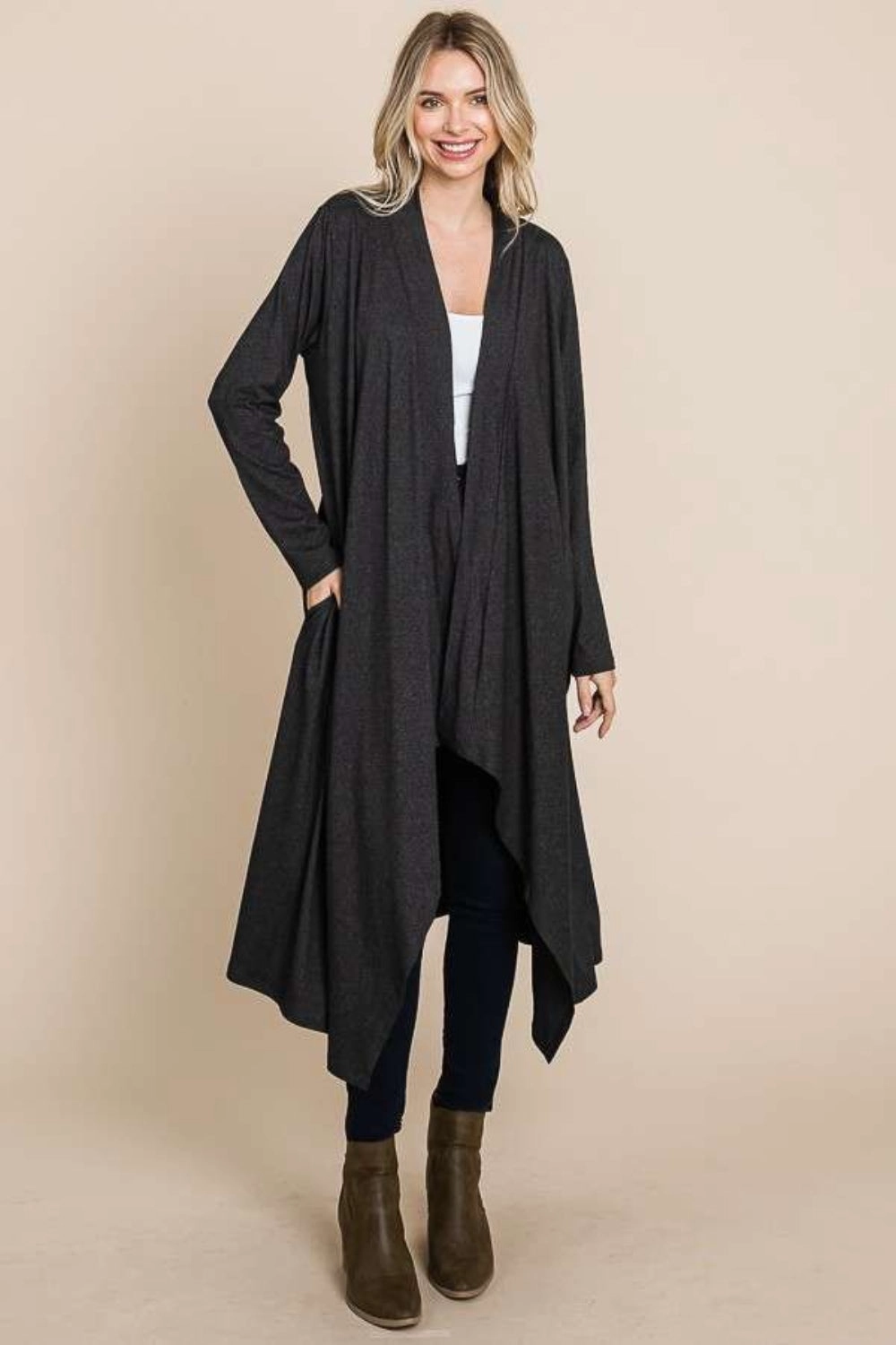 Grab It Fast Limited Edition Offer Culture Code Open Front Longline Cover Up With Pockets