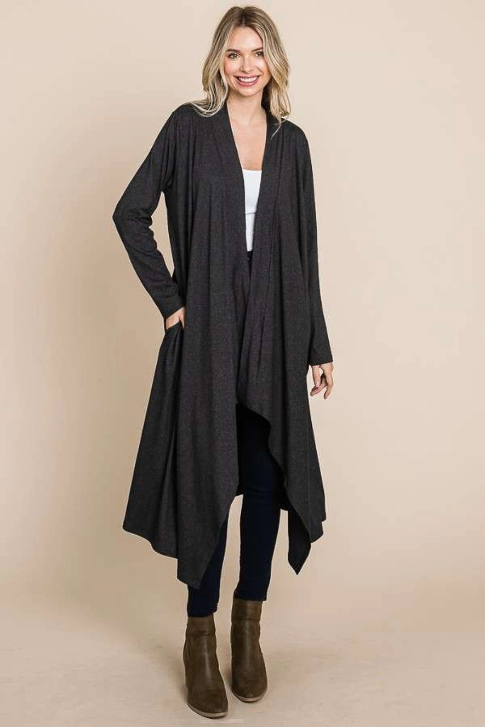Best Price Online Culture Code Open Front Longline Cover Up With Pockets