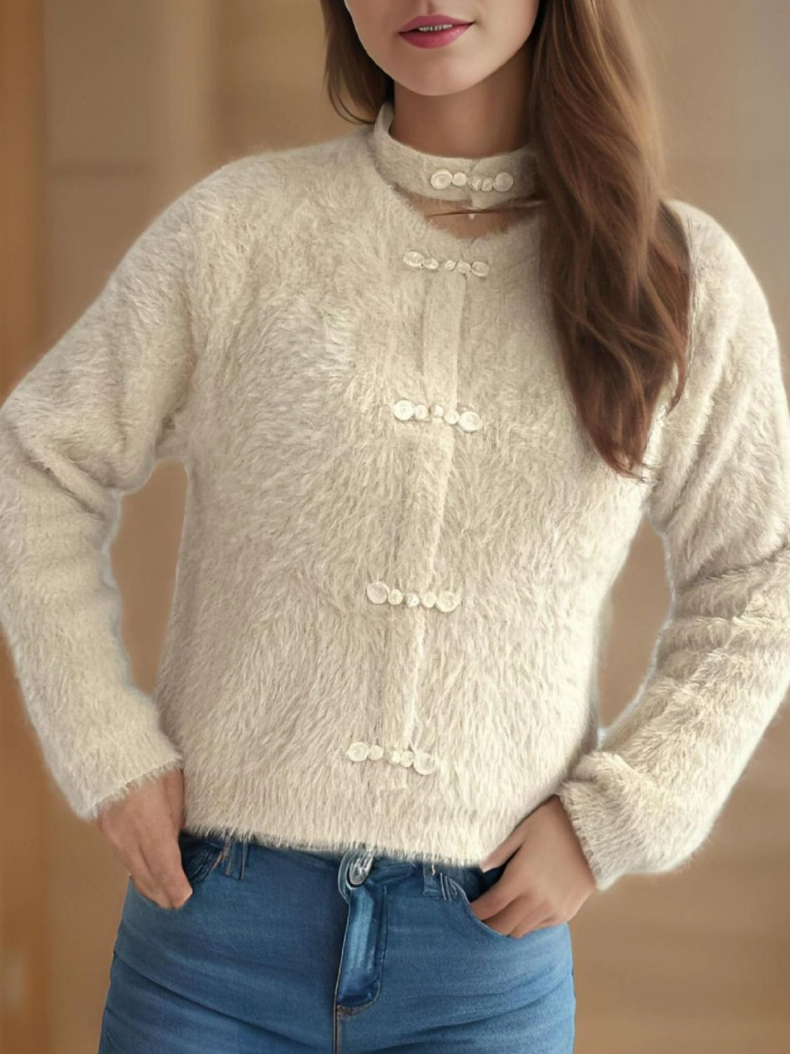 Flash Sale Alert Shop Todays Picks Cutout Knot Button Long Sleeve Cardigan
