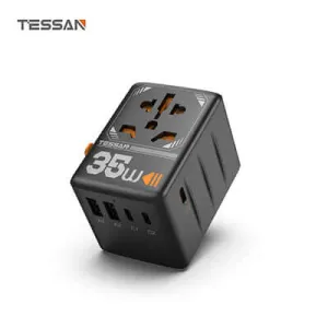 Hot Discount Deal Tessan 35W Travel Adaptor With 3 Usb C & 2 Usb Charging Ports