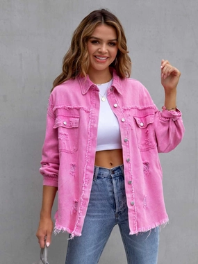 Hot Picks Today Exclusive Hot Pick Distressed Drop Shoulder Denim Jacket