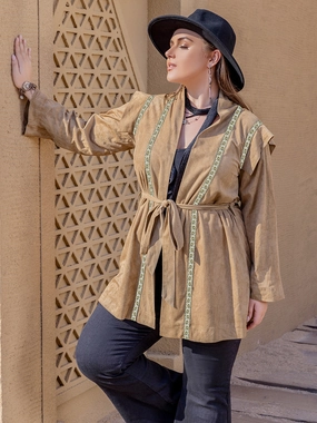 Limited Time Discount Plus Size Long Sleeve Tie Waist Cardigan