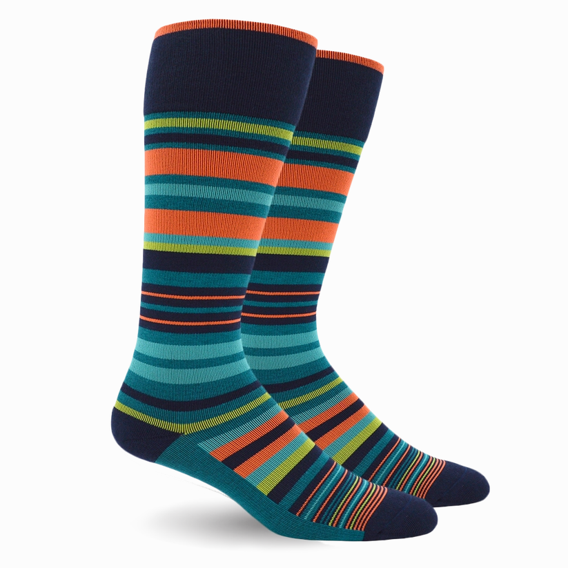 Dr. Segal Stripe Cotton Teal Compression Socks - 20-30Mmhg Special Occasion Discount