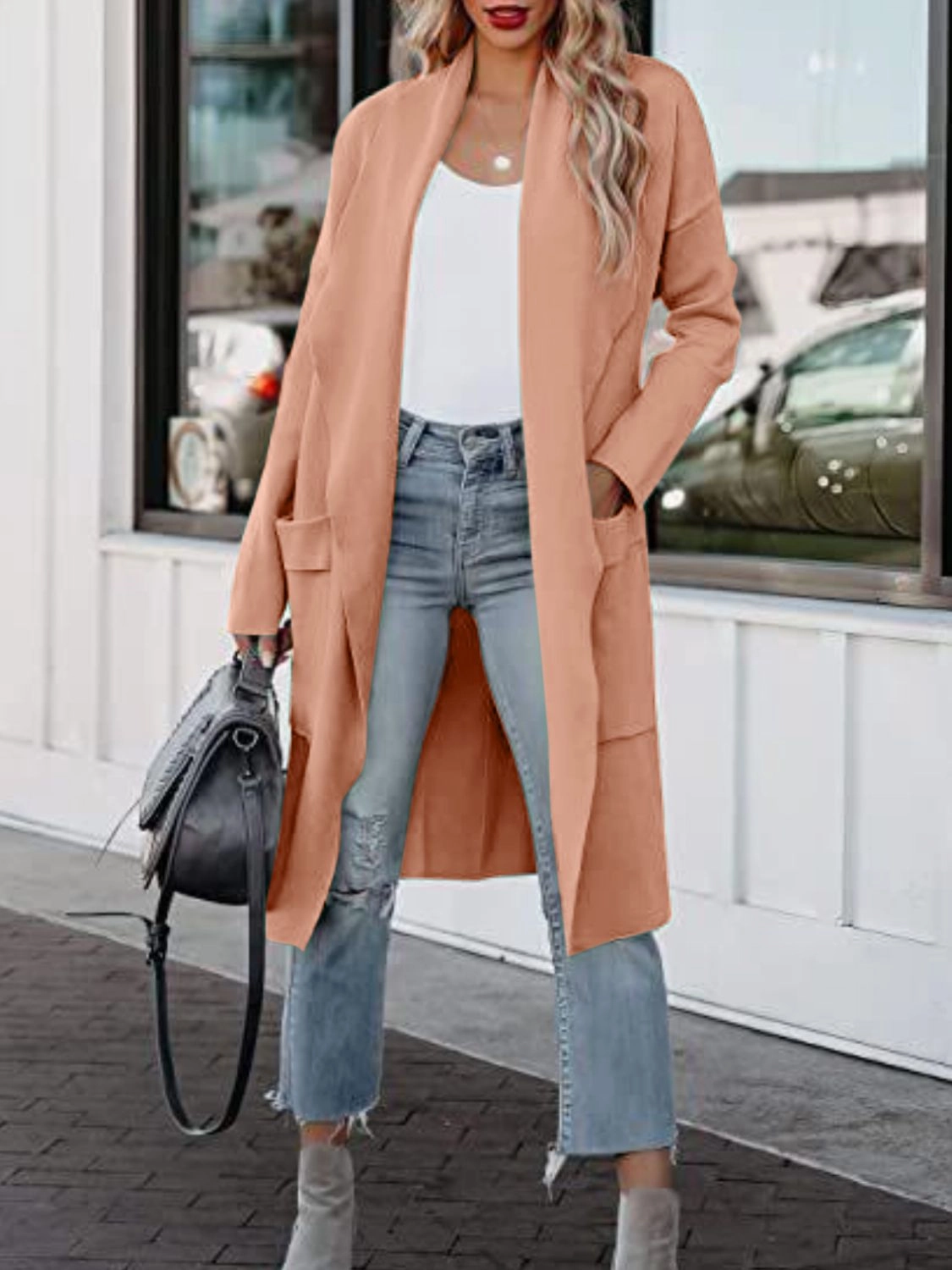 Open Front Dropped Shoulder Outerwear Hot Pick Online Daily Hot Deal