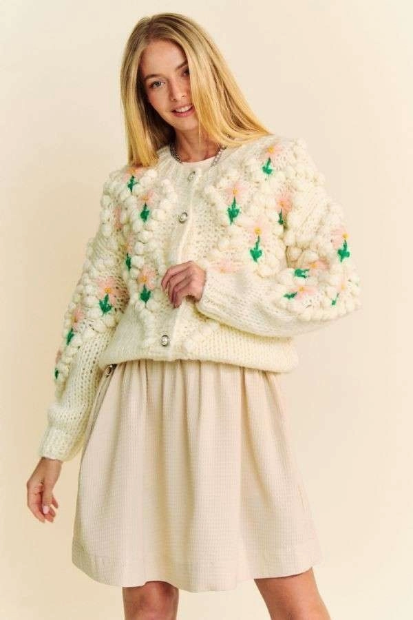 Davi & Dani Floral Pattern Button Down Cardigan Flash Sale Now