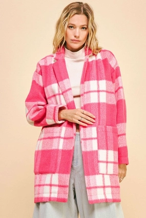 Davi & Dani Plaid Open Front Drop Shoulder Longline Coat Exclusive Hot Pick Grab Your Deal Today