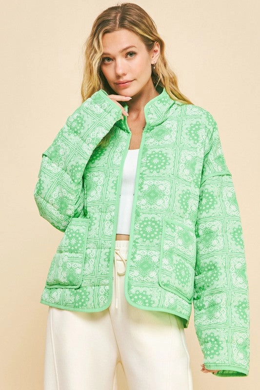 Today Only Discount Alert Today Only Hot Sale Davi & Dani Vintage Print Open Front Jacket With Pockets
