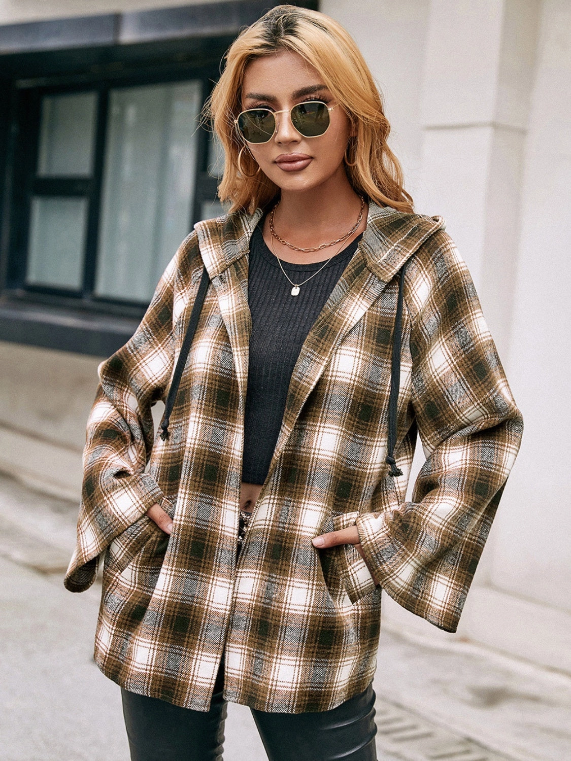 Limited Stock Alert Flash Sale Alert Now Ivy Lane Pocketed Plaid Long Sleeve Hooded Jacket