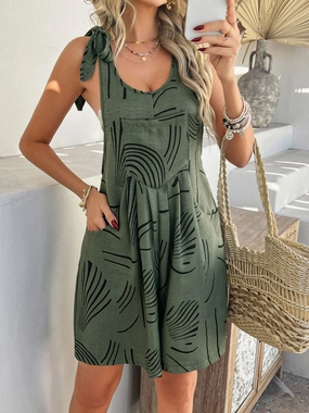 Devine Printed Tie Shoulder Overalls With Pockets Shop Save Today Todays Best Deal