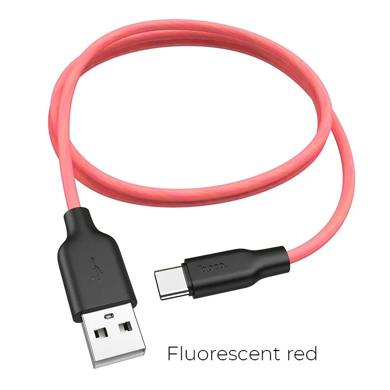 Hoco X21 Plus Fluorescent Usb To Type-C Charging Data Sync Cable- Red Shop Todays Picks Dont Wait Save Today