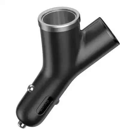 Best Deal Online Baseus Y Type Dual Usb Cigarette Lighter Extended Car Charger Black