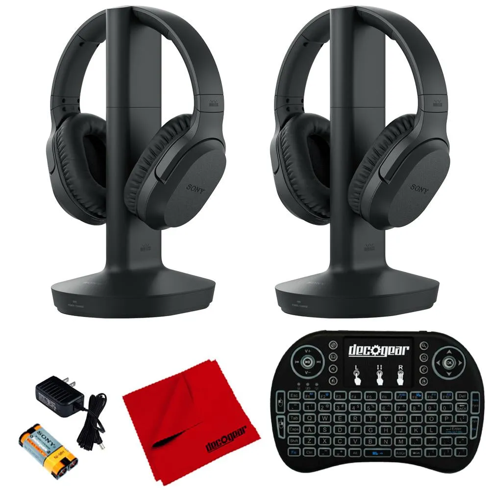 Sony Rf400 Wireless Home Theater Headphones (2-Pack) W/ Deco Gear Accessories Bundle Instant Savings Deal