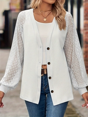 Limited Time Discount Button Up V-Neck Long Sleeve Outerwear