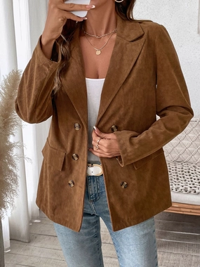 Perfee Decorative Pocket Flap Lapel Collar Long Sleeve Outerwear Best Seller Deal