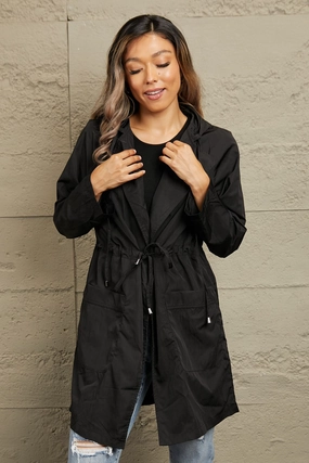 Drawstring Hooded Longline Jacket Hot Deals Today Save More Now