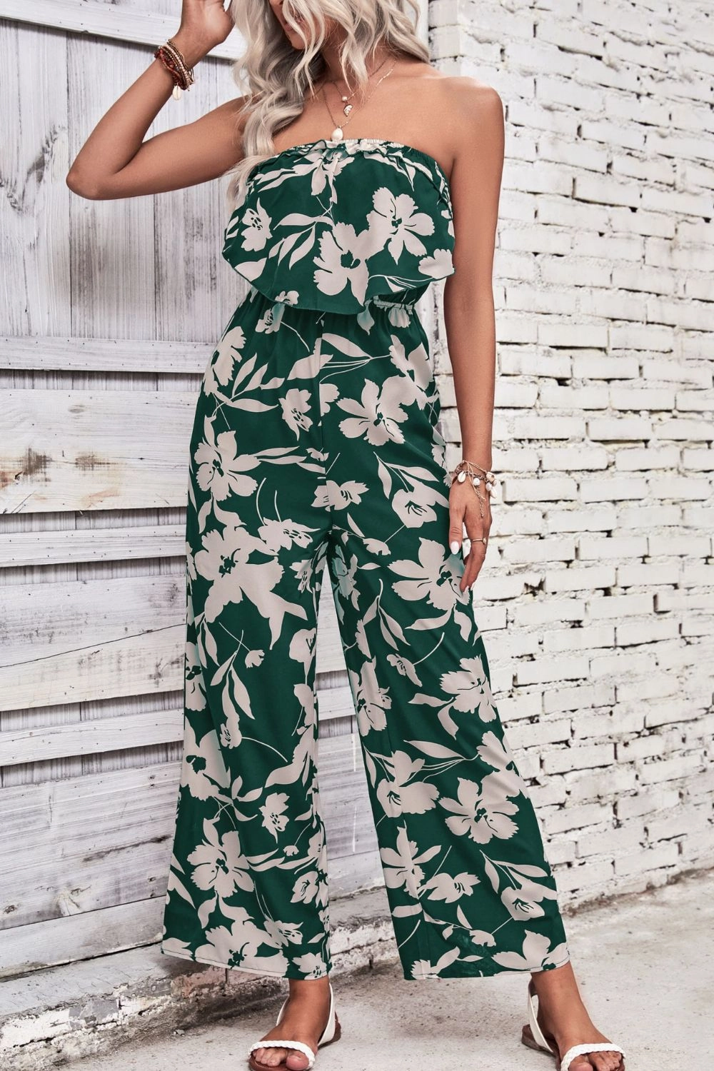 Best Deal Online Perfee Floral Strapless Wide Leg Jumpsuit