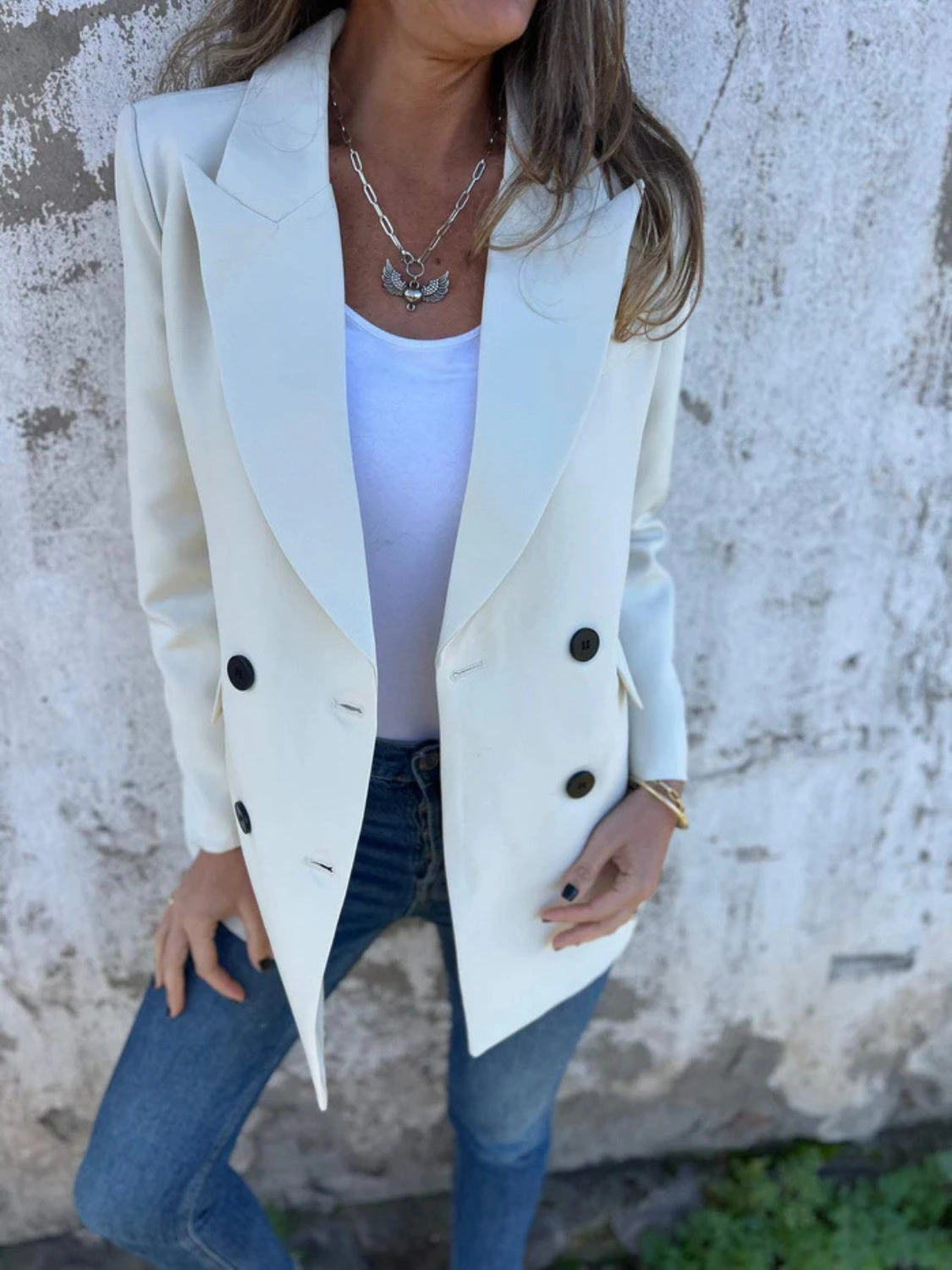 Limited Stock Hot Deal Full Size Collared Neck Long Sleeve Blazer