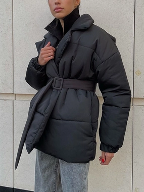 Special Online Offer Puffer Long Sleeve Winter Coat With Belt