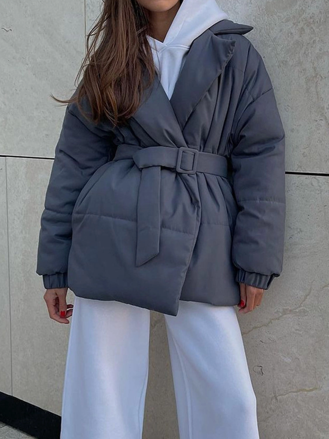Puffer Long Sleeve Winter Coat With Belt Today Only Offer