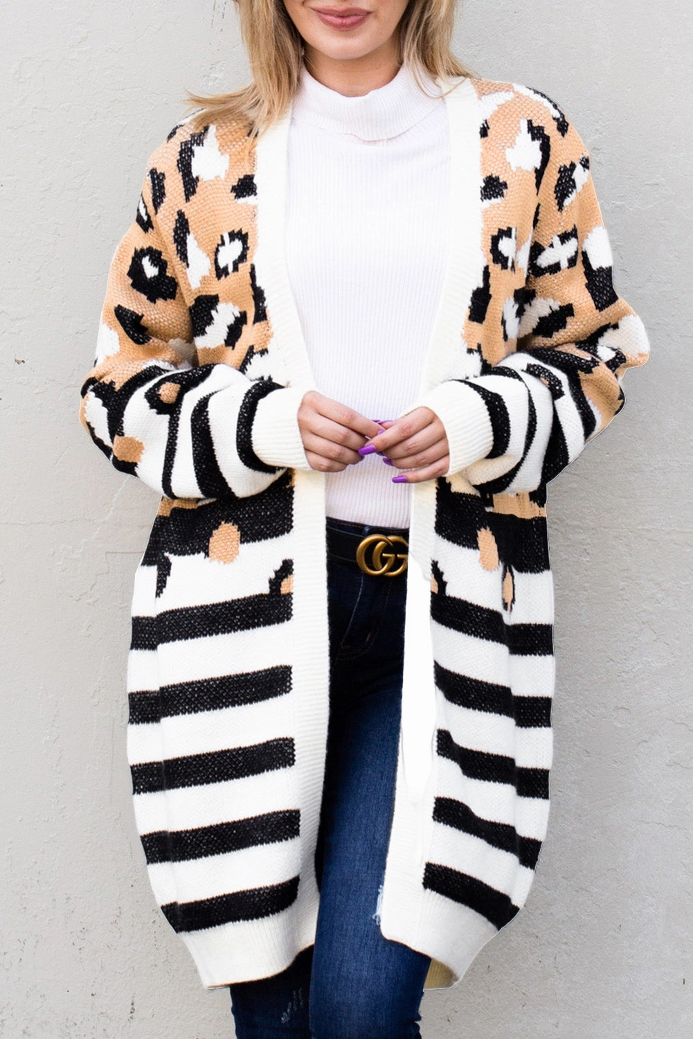 Daily Special Offer Striped Open Front Longline Cardigan