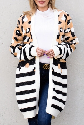 Today Only Special Striped Open Front Longline Cardigan