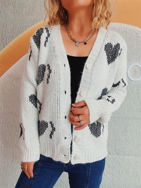 Hot Pick Deal Heart Button Up Long Sleeve Cardigan