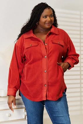 Heimish Cozy Girl Full Size Button Down Shacket Big Savings Alert