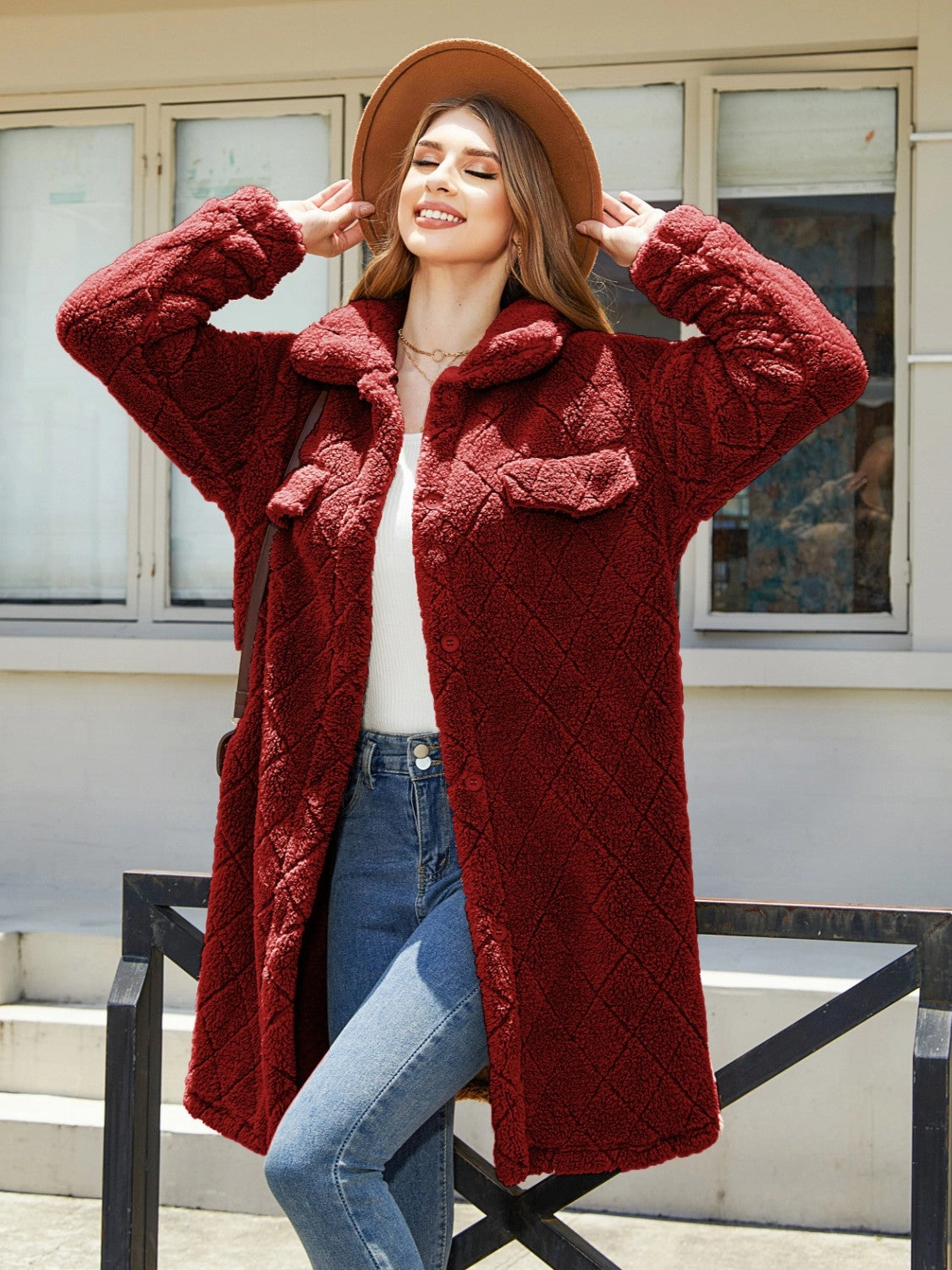 Hot Savings Alert Limited Stock Offer Texture Button Up Dropped Shoulder Coat
