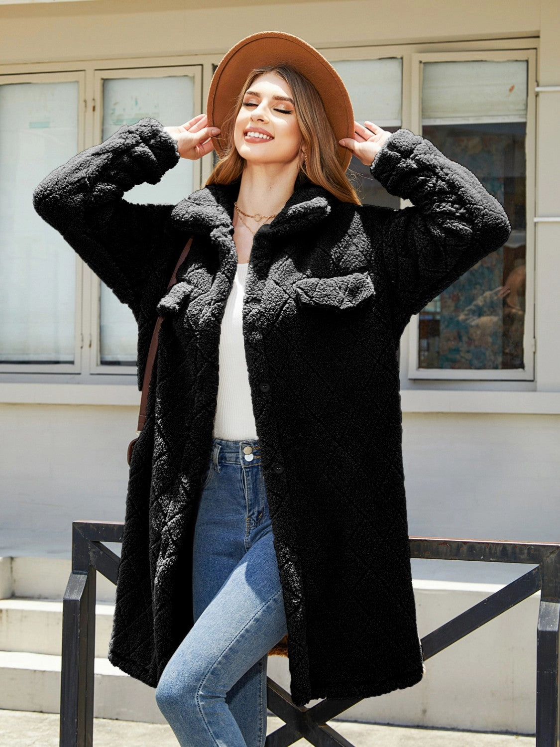 Perfect Gift Offer Online Exclusive Deal Texture Button Up Dropped Shoulder Coat