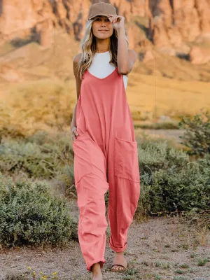 Hot Sale Alert Double Take Full Size Sleeveless V-Neck Pocketed Jumpsuit