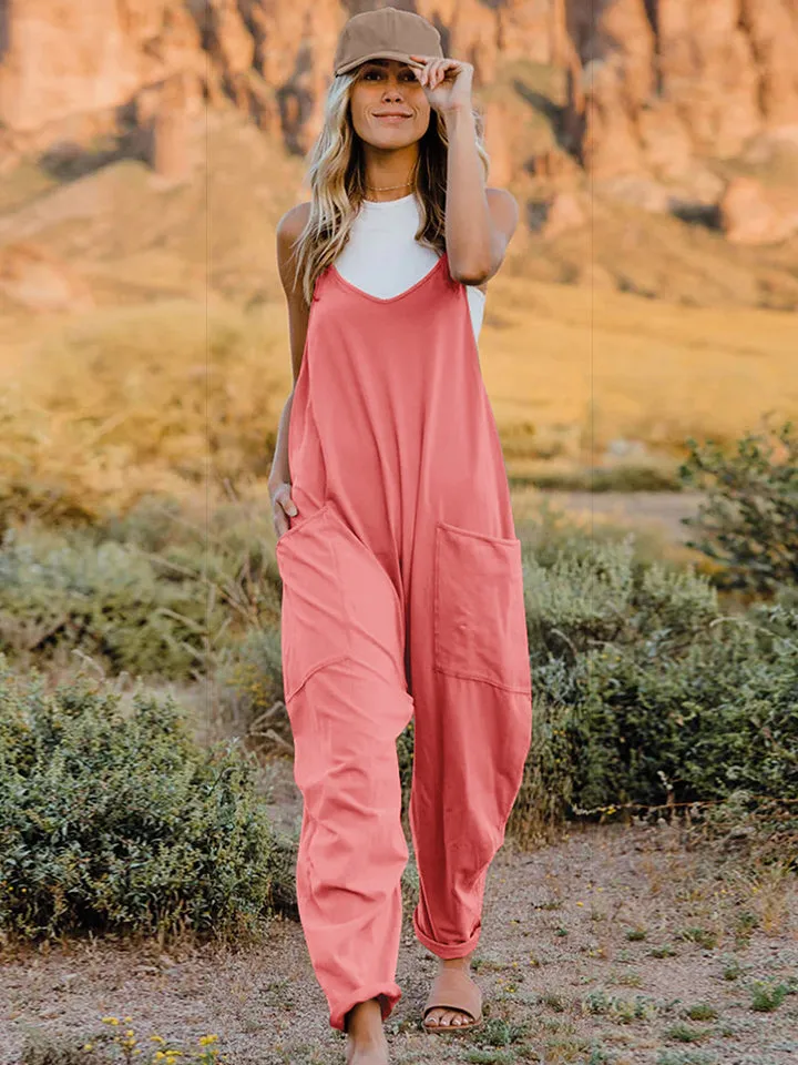 Double Take Full Size Sleeveless V-Neck Pocketed Jumpsuit GiftWorthy Sale Weekend Flash Offer