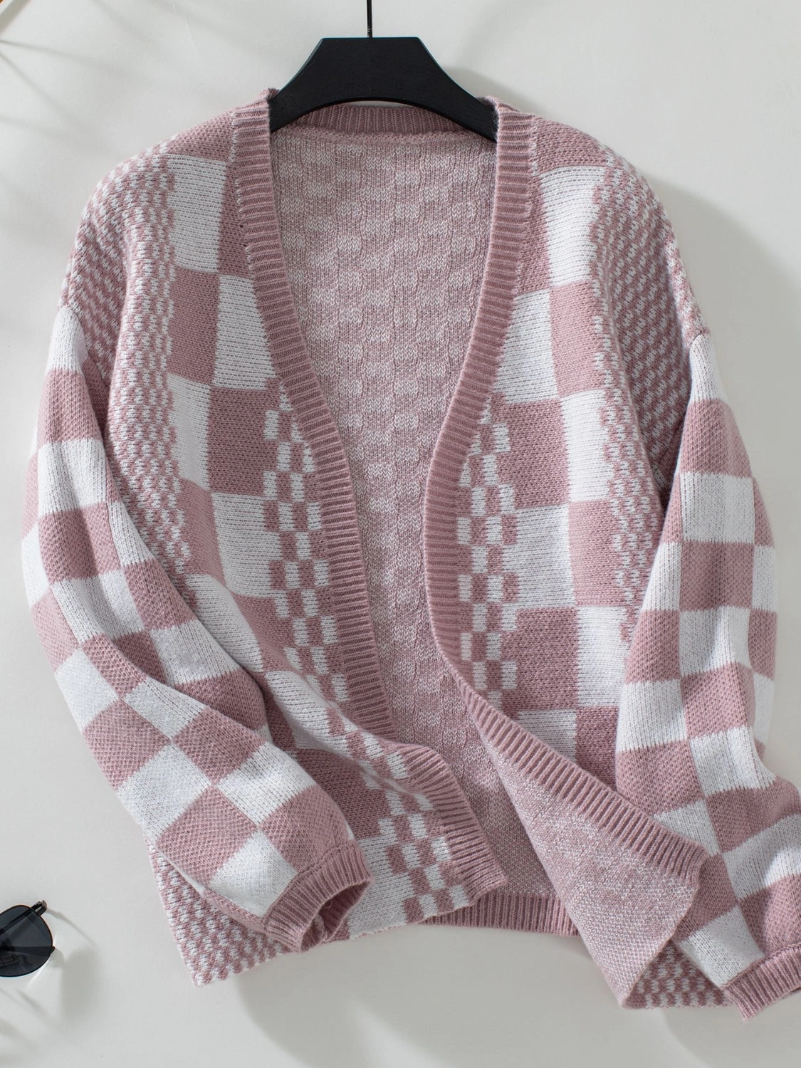 Dont Wait Save Today Best Seller Discount Double Take Checkered Open Front Dropped Shoulder Cardigan