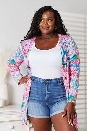 Double Take Floral Open Front Long Sleeve Cardigan Steal the Deal Now Price Drop Today