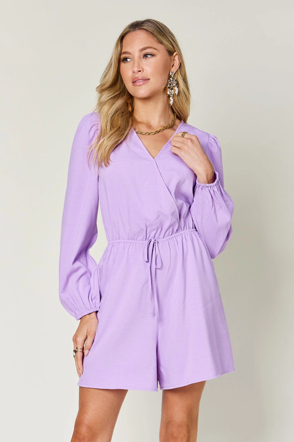 Double Take Full Size Drawstring Long Sleeve Romper Shop Grab Offer Shop Hot Deals