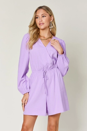 Best Deal Today Double Take Full Size Drawstring Long Sleeve Romper