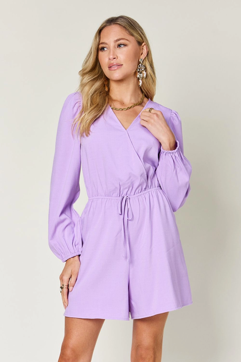 Best Deal Today Double Take Full Size Drawstring Long Sleeve Romper