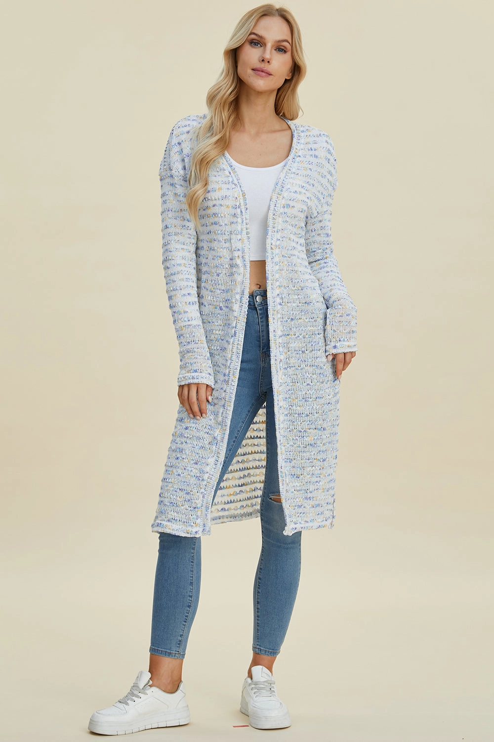 Save Big Today Double Take Full Size Open Front Longline Cardigan