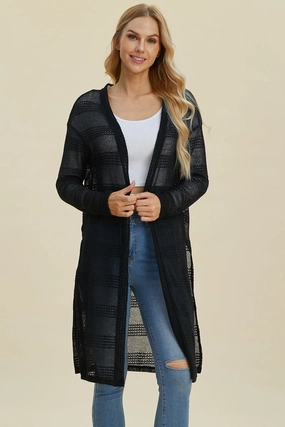 Double Take Full Size Open Front Longline Cardigan Hot Sale Frenzy Price Drop Today